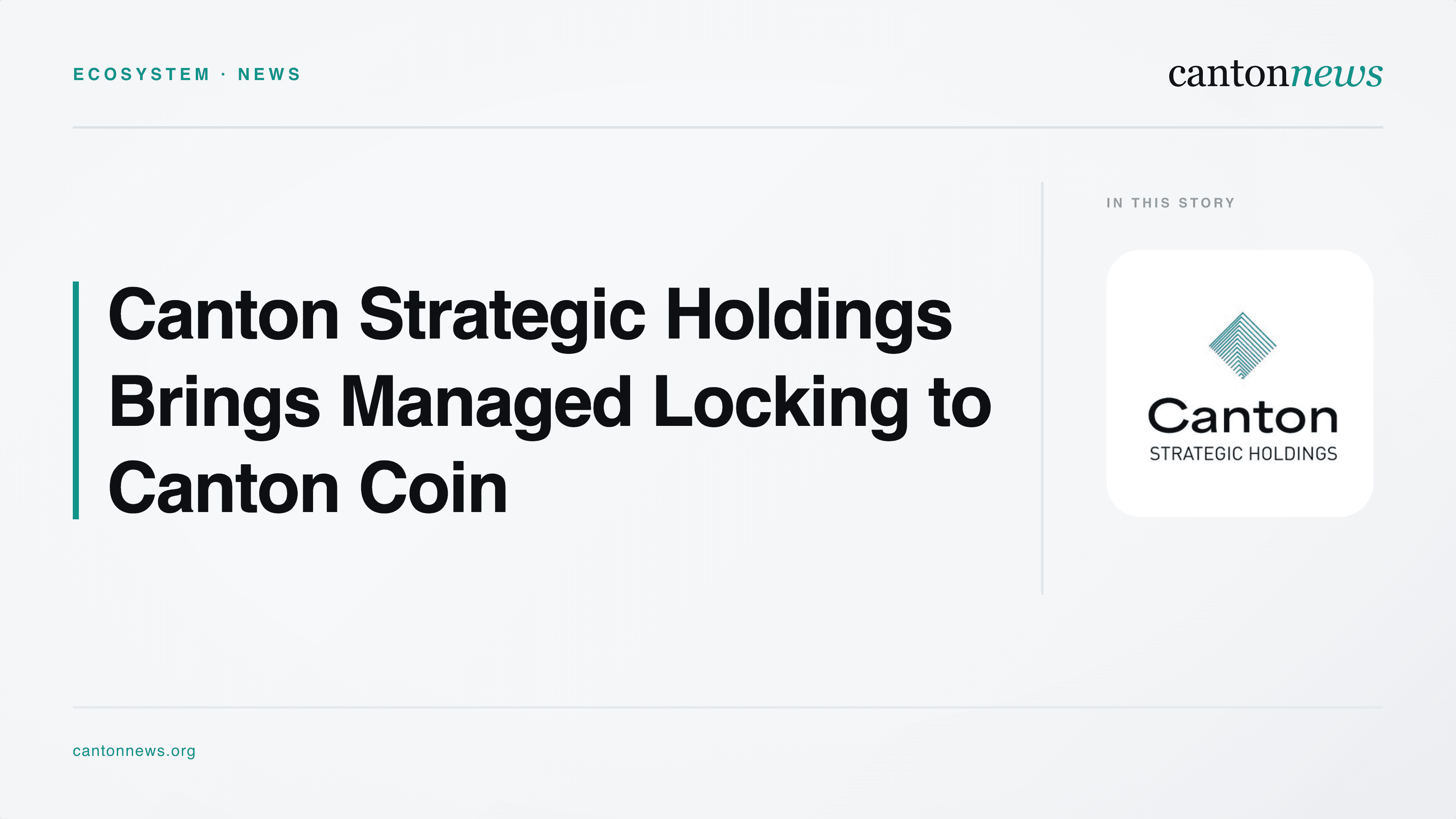 Canton Strategic Launches Locking Service for Canton Coin Commitments